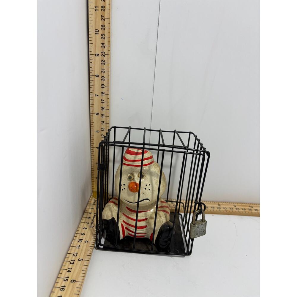 Vintage Bank of Alcatraz Prisoner Bank in Cell Rare Red Striped Uniform (1970s)